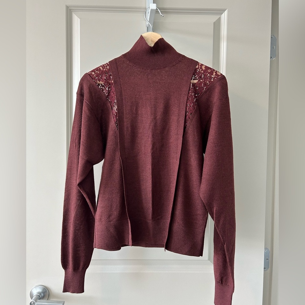 Chloe Silk Sweater in dark red new without tag